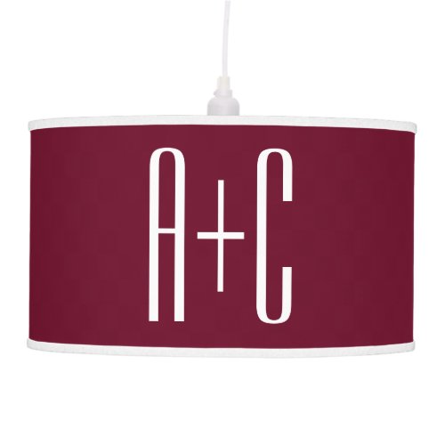 Simple Couples Initials  White  Burgundy Ceiling Lamp