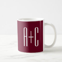 Simple Couples Initials | White &amp; Burgundy Coffee Mug