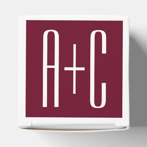 Simple Couples Initials  White  Burgundy Favor Boxes