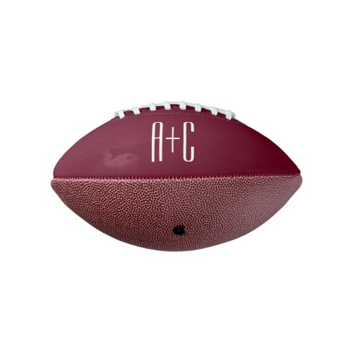 Simple Couples Initials  White  Burgundy Football