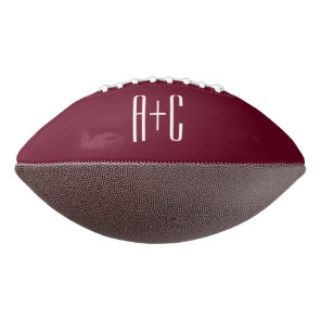Simple Couples Initials | White & Burgundy Football