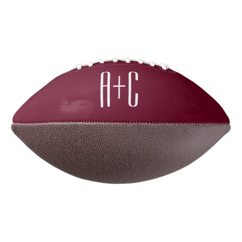 Simple Couples Initials  White  Burgundy Football