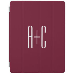 Simple Couples Initials | White &amp; Burgundy iPad Smart Cover
