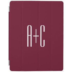 Simple Couples Initials | White & Burgundy iPad Smart Cover