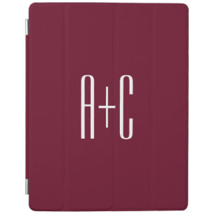 Simple Couples Initials   White & Burgundy iPad Smart Cover