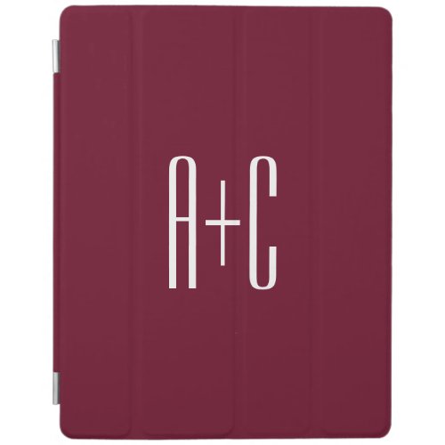 Simple Couples Initials  White  Burgundy iPad Smart Cover