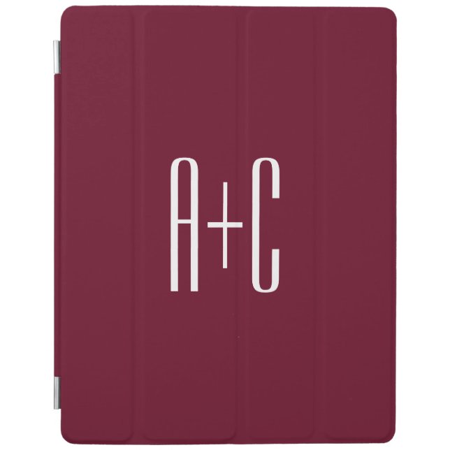 Simple Couples Initials | White & Burgundy iPad Smart Cover (Front)