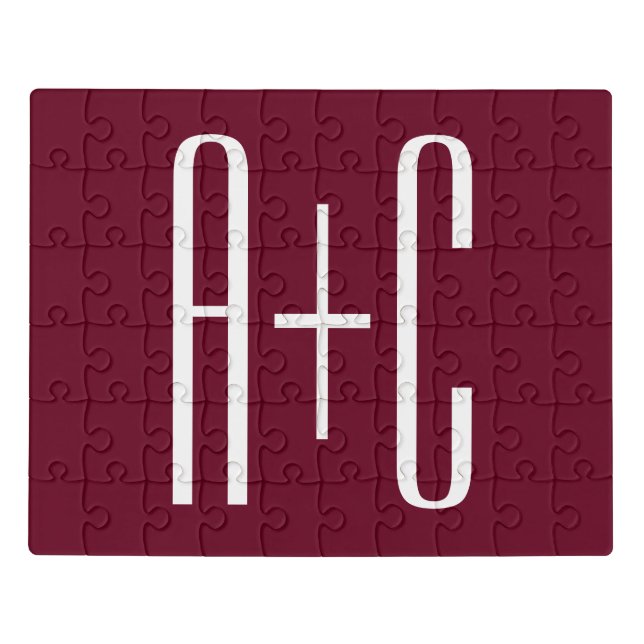 Simple Couples Initials | White & Burgundy Jigsaw Puzzle (Puzzle Horizontal)
