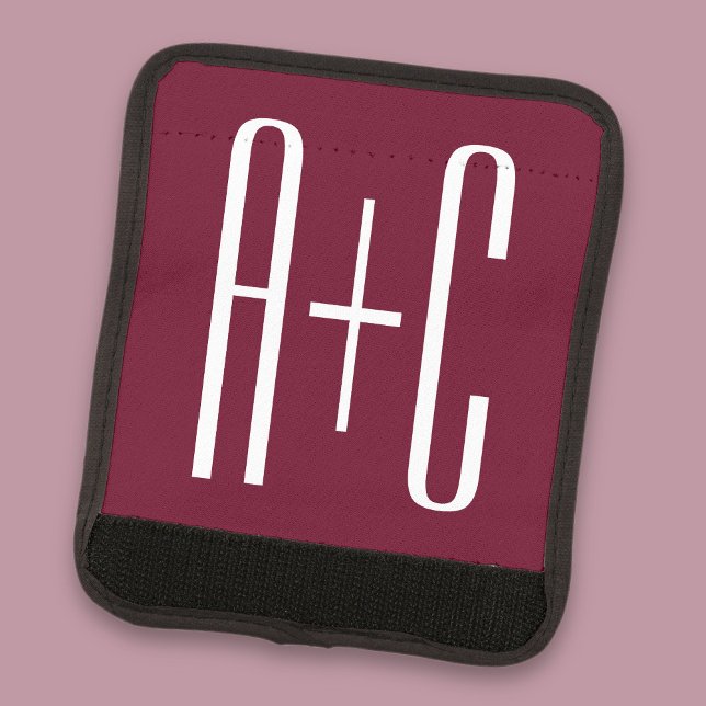 Simple Couples Initials | White & Burgundy Luggage Handle Wrap (Creator Uploaded)