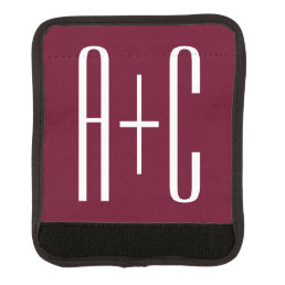 Simple Couples Initials | White &amp; Burgundy Luggage Handle Wrap