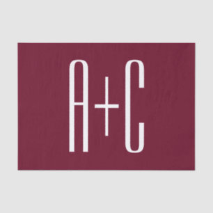 Simple Couples Initials   White & Burgundy Tissue Paper
