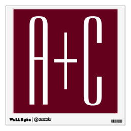 Simple Couples Initials | White &amp; Burgundy Wall Decal