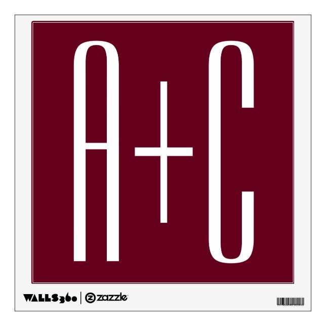 Simple Couples Initials | White & Burgundy Wall Decal (Front)