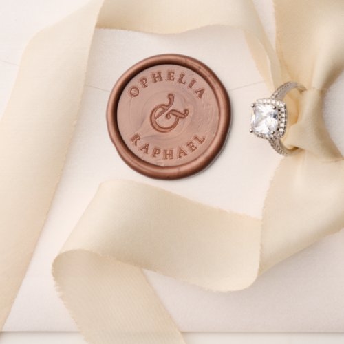 Simple Couples Names Curved Ampersand  Wax Seal Stamp