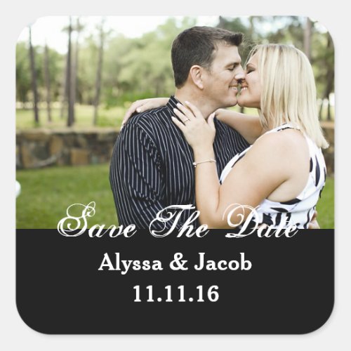 Simple Couples Photo Save the Date Wedding Square Sticker
