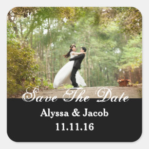 Simple Couples Photo Save the Date Wedding Square Sticker