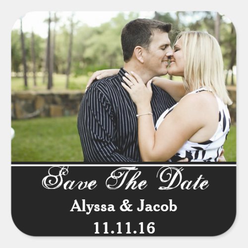 Simple Couples Photo Save the Date Wedding Square Sticker