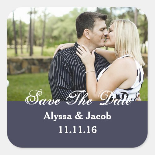 Simple Couples Photo Save the Date Wedding Square Sticker