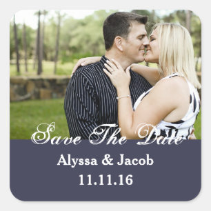 Simple Couples Photo Save the Date Wedding Square Sticker