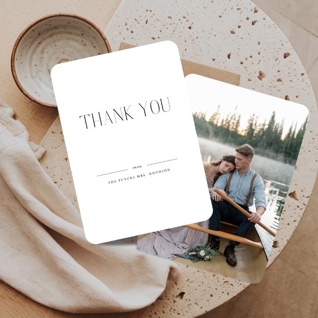 Simple Couples Photo Wedding Bridal Shower Thank You Card (Creator Uploaded)