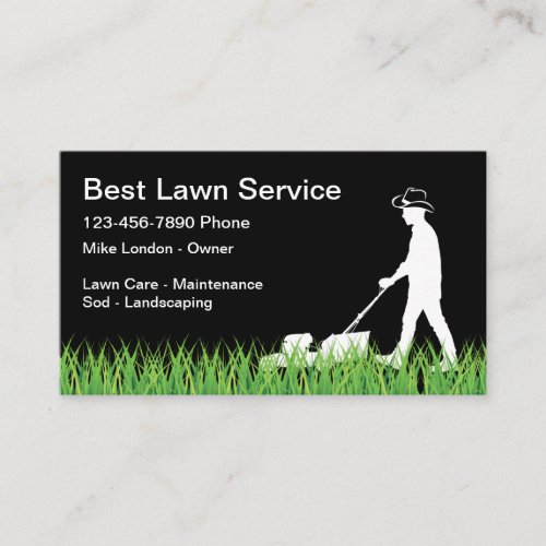 Simple Cowboy Theme Lawn Mowing Business Card