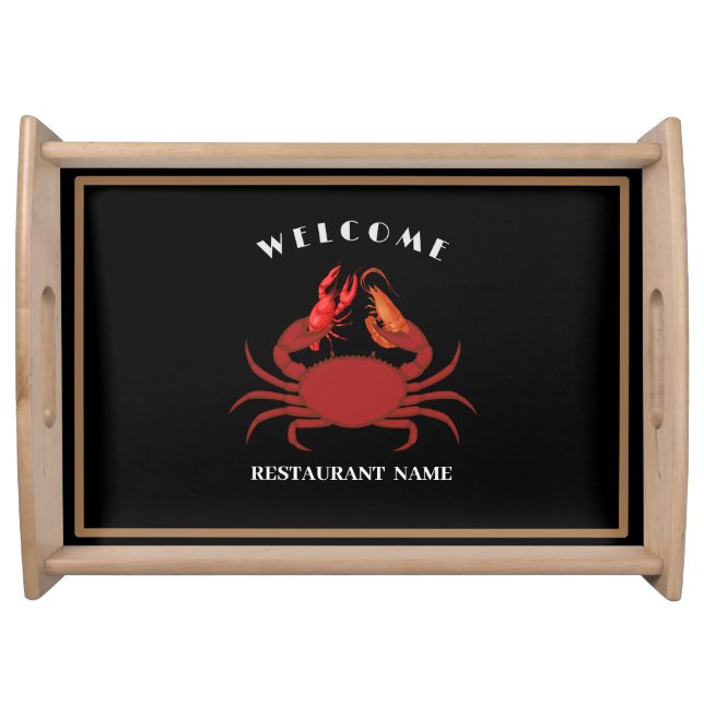 Simple crab shrimp seafood Restaurant logo name Serving Tray (Front)