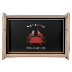 Simple crab shrimp seafood Restaurant logo name Serving Tray