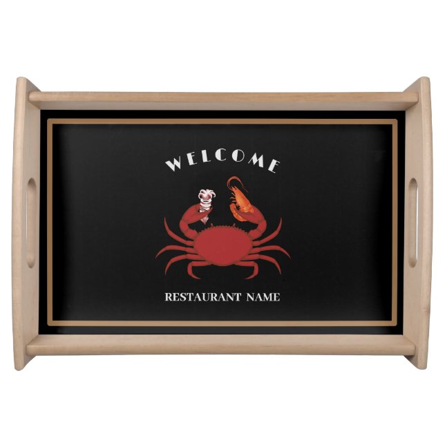 Simple crab shrimp seafood Restaurant logo name Serving Tray (Front)