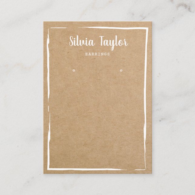 simple craft paper Earring frame display add logo Business Card (Front)