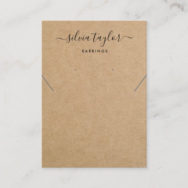 Simple craft paper Earring Necklace display card (Front)