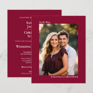 Simple Cranberry Red BUDGET Wedding Photo Invite