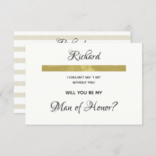 Simple Cream and Gold Will You Be My Man of Honor Invitation