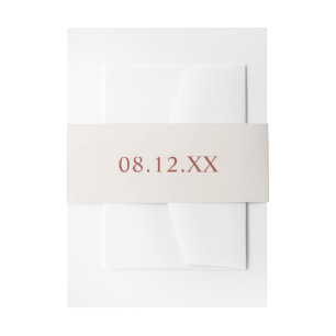 Simple Cream and Terracotta Date Wedding Invitation Belly Band