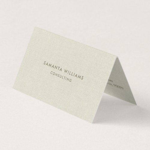 Simple Cream Color Natural Linen Texture Print Business Card