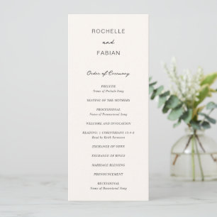 Simple Cream Elegant Wedding Program