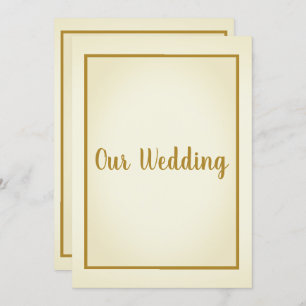 SIMPLE CREAM GOLD BORDER Wedding Invitation