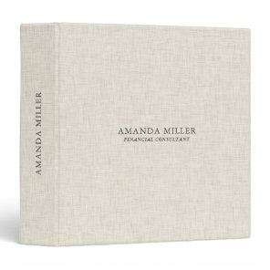 Simple Cream Linen Texture With Gray Typography 3 Ring Binder