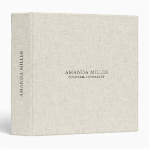 Simple Cream Linen Texture With Gray Typography 3 Ring Binder