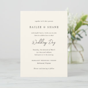 Simple Cream Modern Wedding Invitation