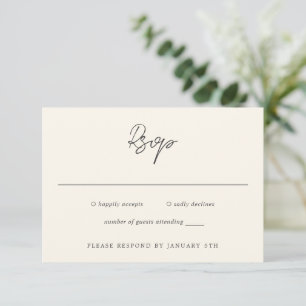 Simple Cream Modern Wedding RSVP Card
