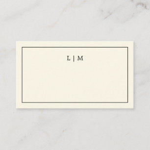 Simple Cream Monogram Elegant Wedding Place Card