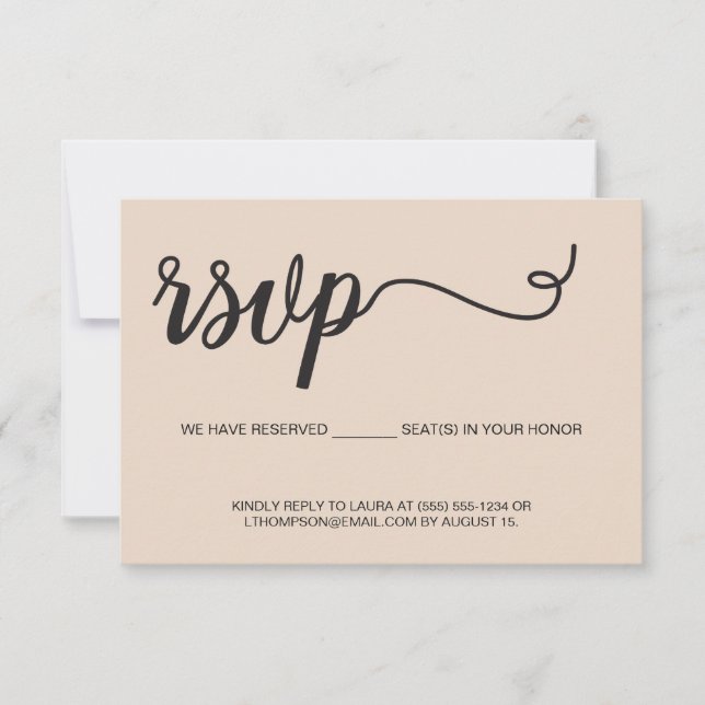 Simple cream RSVP without mailing Reserved Seat Card (Front)