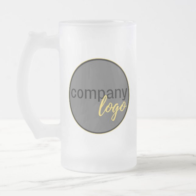 SIMPLE CREATE YOUR OWN BUSINESS LOGO COMPANY BRAND FROSTED GLASS BEER MUG (Left)