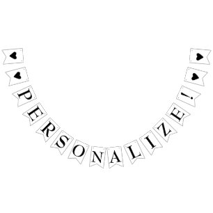 Simple Create Your Own Cute Black Hearts Party Bunting Flags