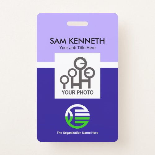 Simple Creative Blue Column Company Photo Template Badge