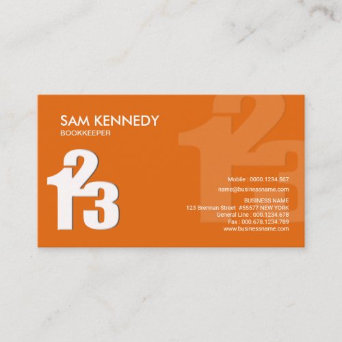 Simple Creative Modern Numbers Bookkeeper Business Card