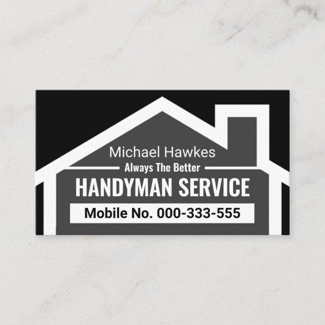 Simple Creative Rooftop Handyman Building Business Card (Front)