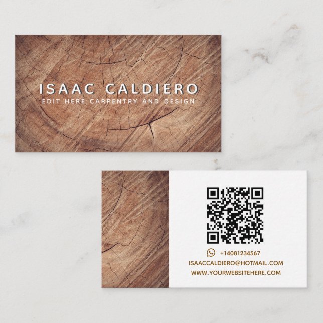 Simple Creative Wood Texture Rustic Carpenter Business Card (Front/Back)