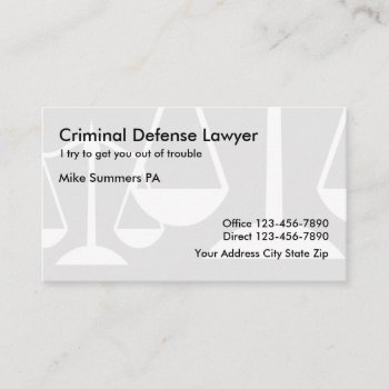 Simple Criminal Defense Lawyer Business Card by Luckyturtle at Zazzle