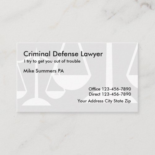 Simple Criminal Defense Lawyer Business Card
